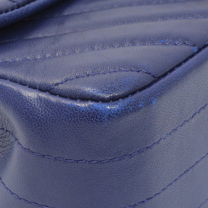 Exclusive Chanel Blue Chevron Quilted Lambskin Mini Rectangular Flap — Top View