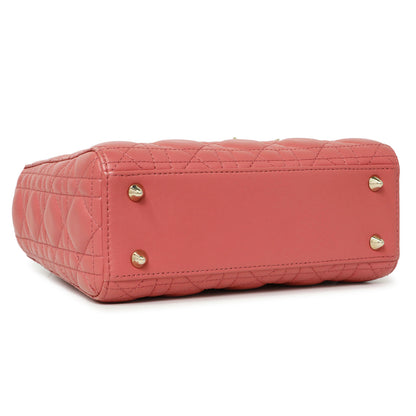 Exclusive Christian Dior Pink Lambskin Cannage Small My ABCDior Lady Dior — Back View