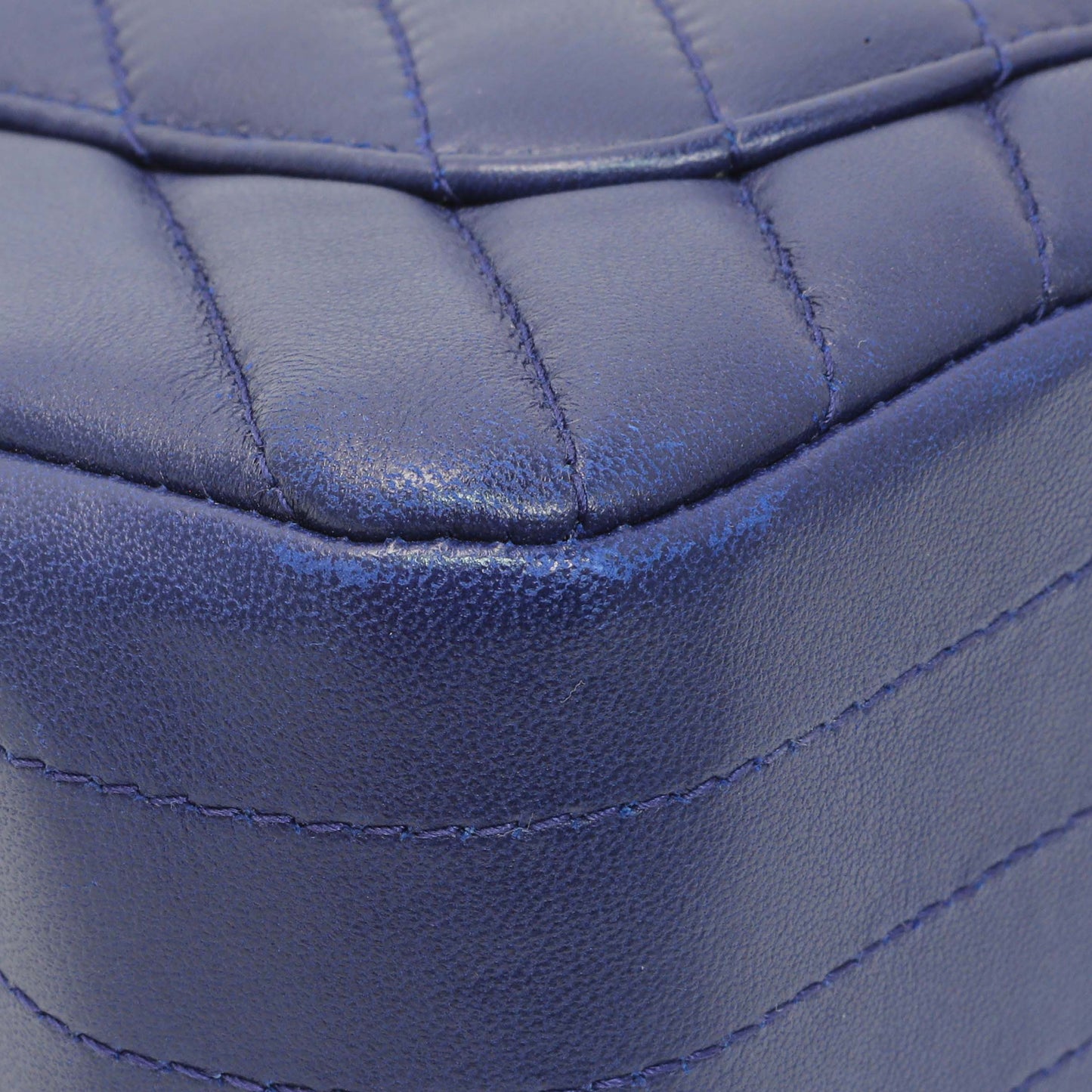 Exclusive Chanel Blue Chevron Quilted Lambskin Mini Rectangular Flap — Lifestyle View
