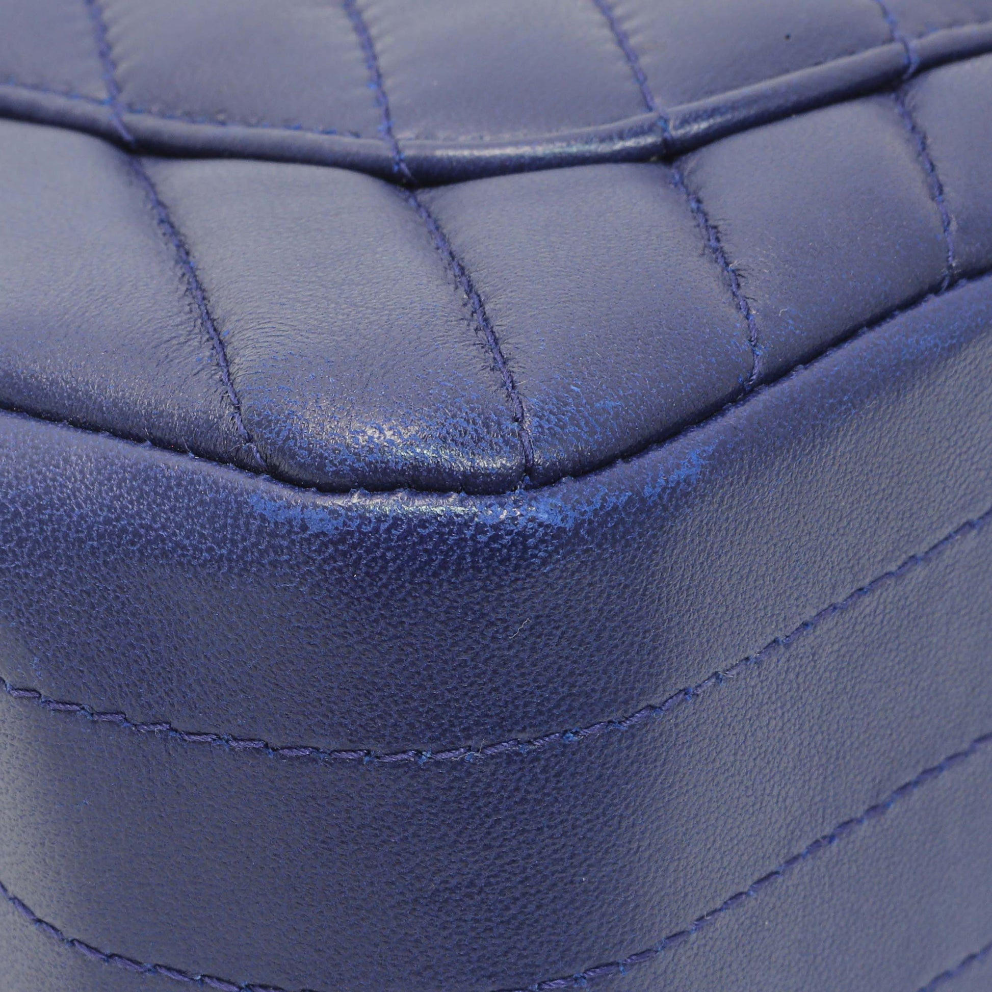 Exclusive Chanel Blue Chevron Quilted Lambskin Mini Rectangular Flap — Lifestyle View