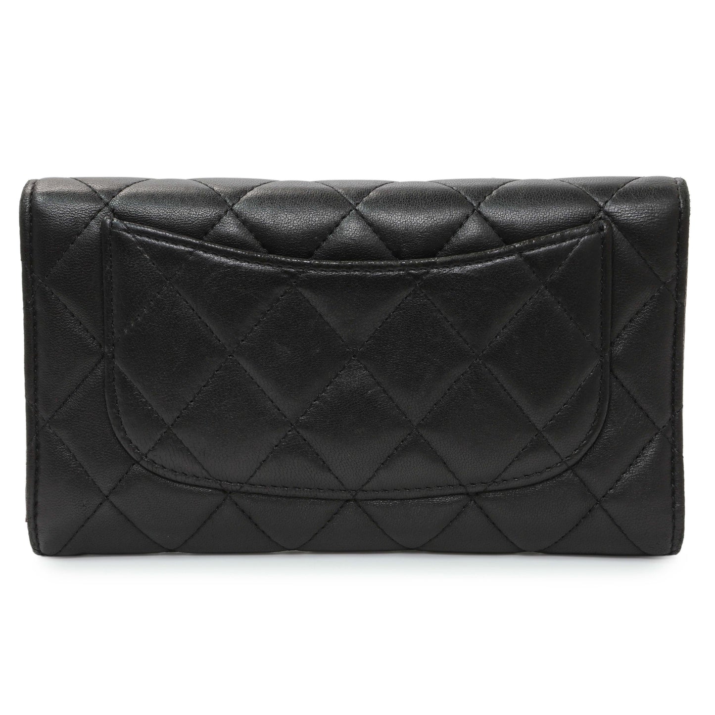 Exclusive Chanel Lambskin Quilted Large Flap Wallet Black — Side View