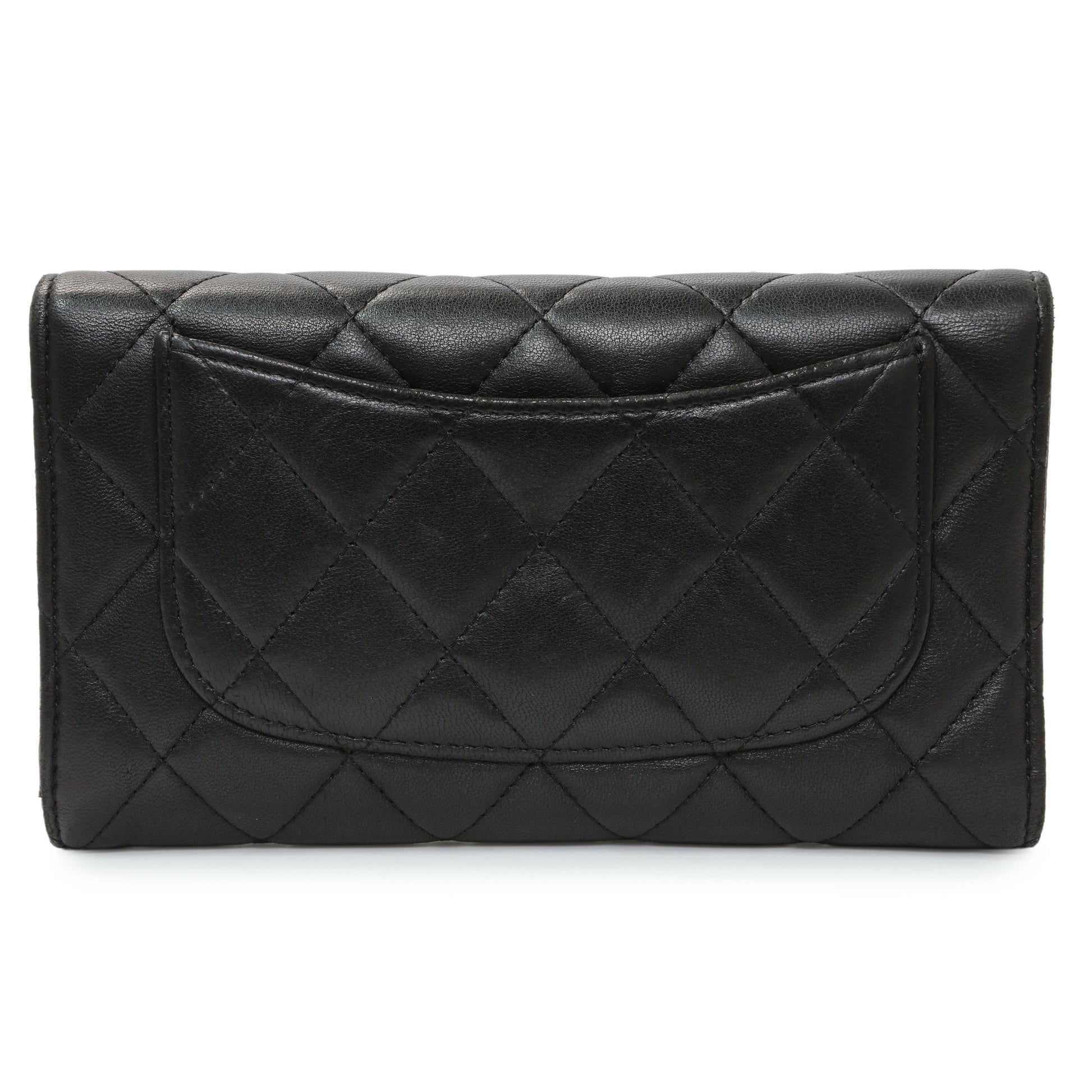 Exclusive Chanel Lambskin Quilted Large Flap Wallet Black — Side View
