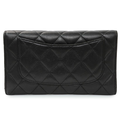 Exclusive Chanel Lambskin Quilted Large Flap Wallet Black — Side View
