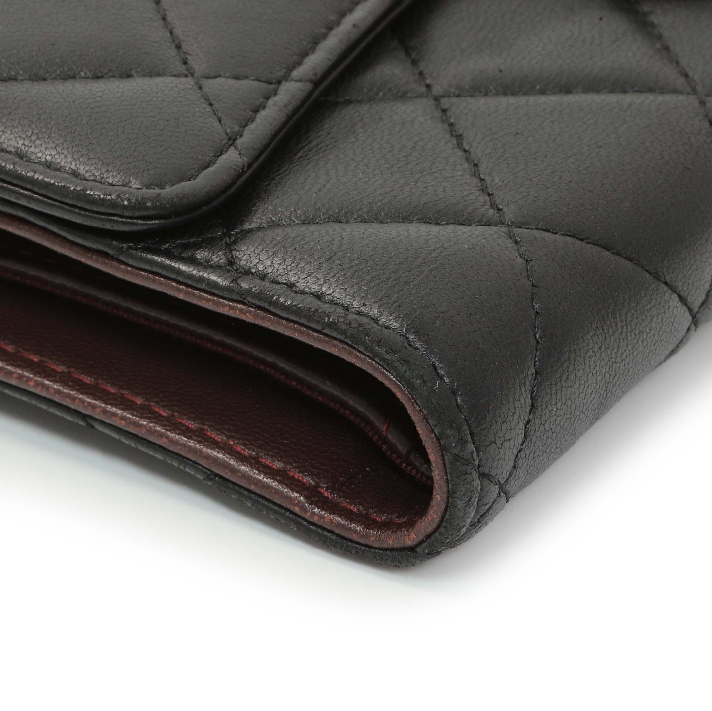 Exclusive Chanel Lambskin Quilted Large Flap Wallet Black — Top View