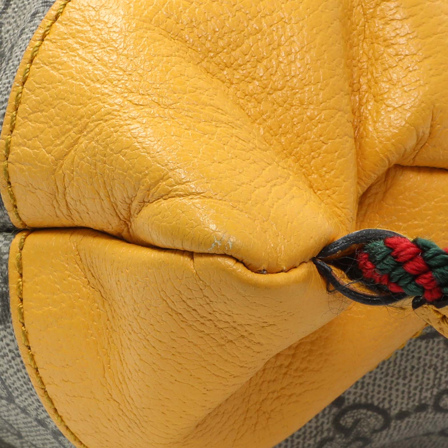 Exclusive Gucci GG Supreme Neo Vintage Drawstring Backpack — Detail View