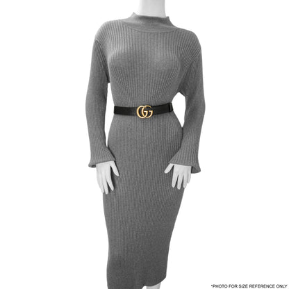 Exclusive Gucci Black Calfskin Double G 30mm Belt — Detail View