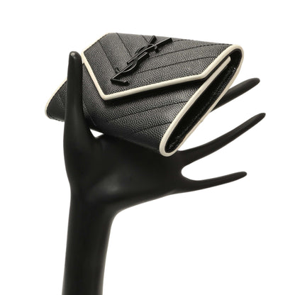Exclusive Saint Laurent Black Grain De Poudre Matelasse Chevron Monogram Envelope Wallet — Alternate View 7