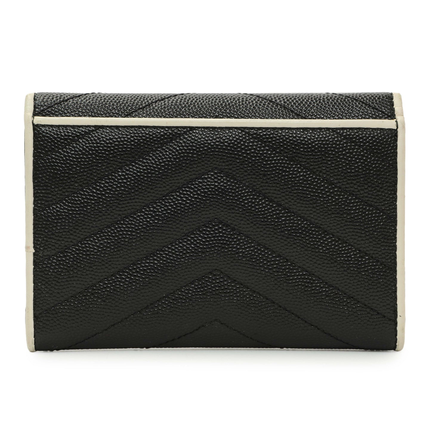 Exclusive Saint Laurent Black Grain De Poudre Matelasse Chevron Monogram Envelope Wallet — Side View
