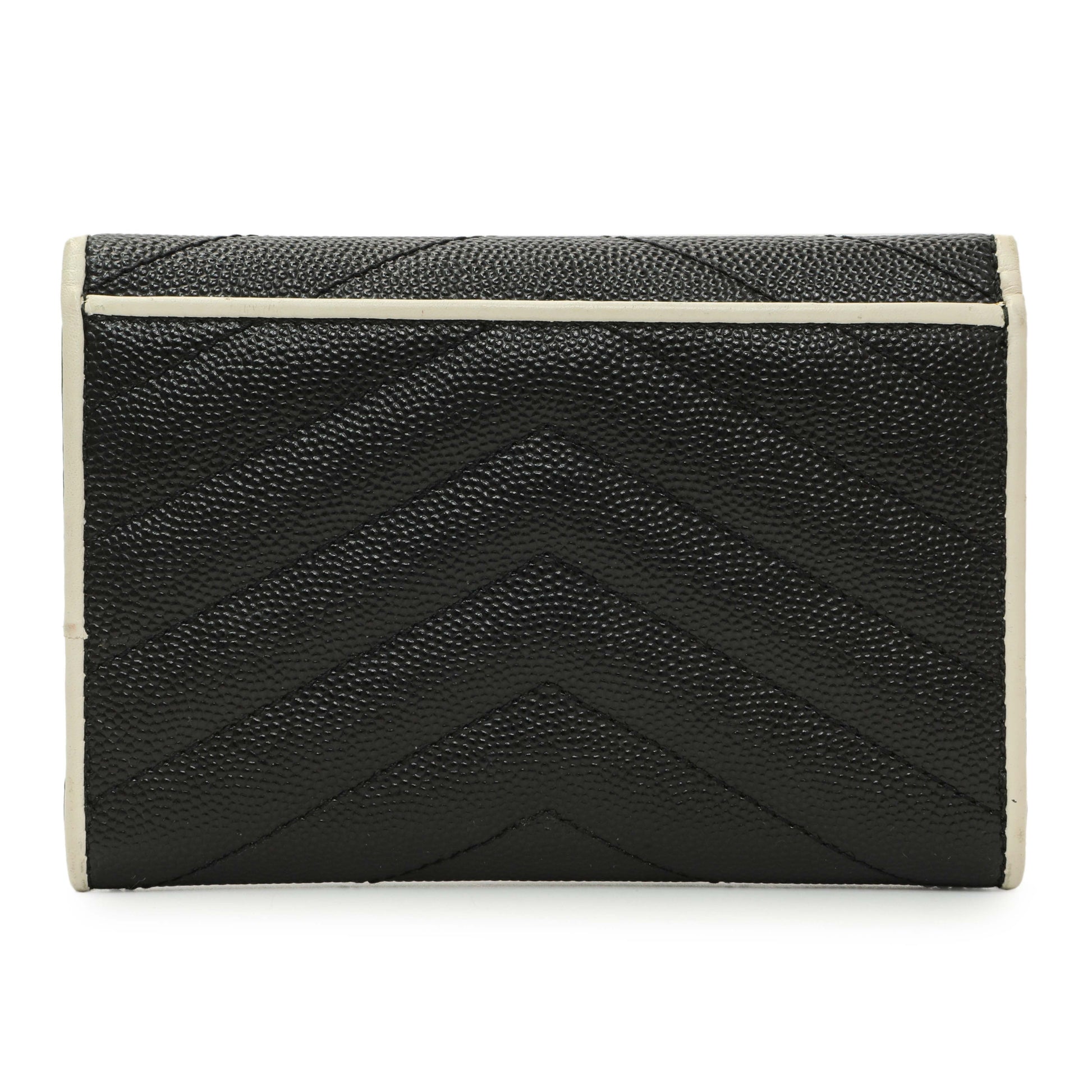 Exclusive Saint Laurent Black Grain De Poudre Matelasse Chevron Monogram Envelope Wallet — Side View