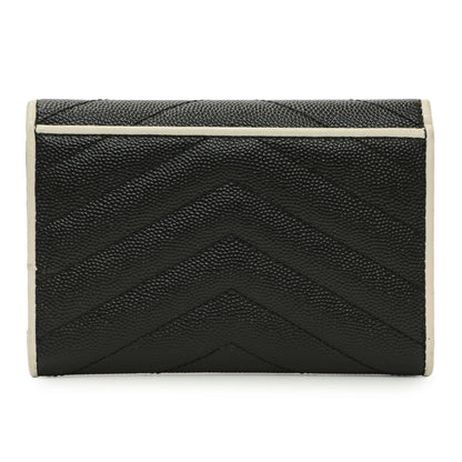 Exclusive Saint Laurent Black Grain De Poudre Matelasse Chevron Monogram Envelope Wallet — Side View