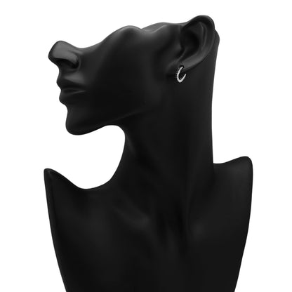 Exclusive 18K White Gold Black Diamond Huggie Earrings — Back View