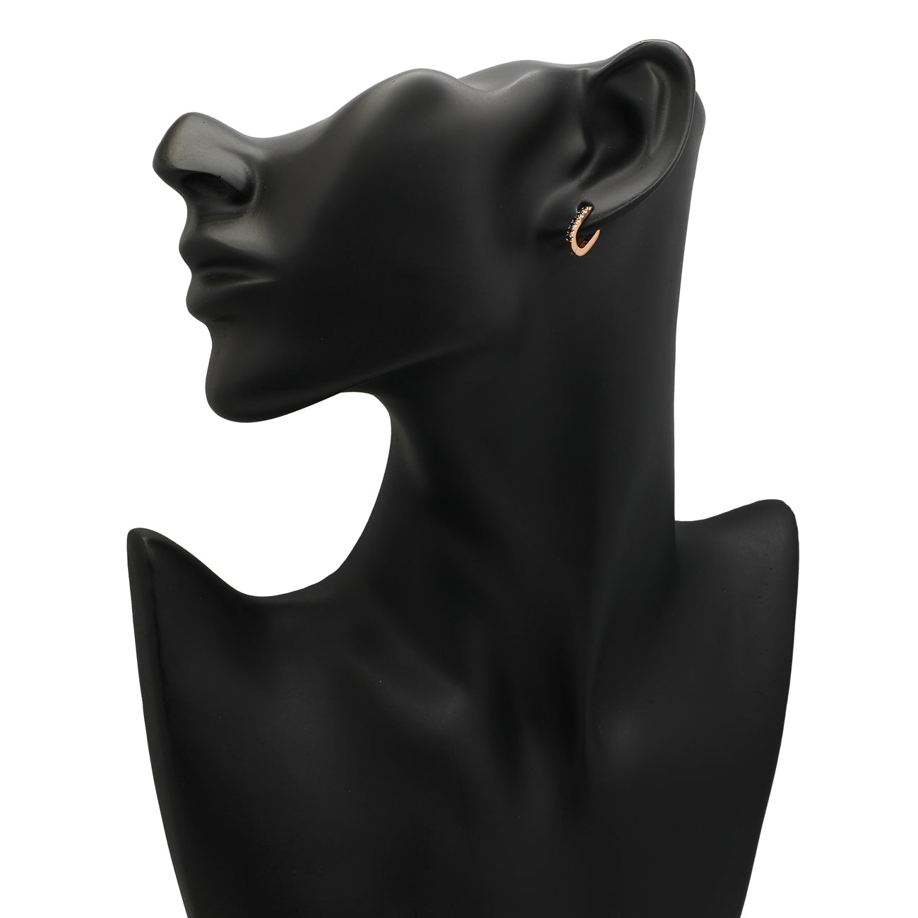 Exclusive 18K Rose Gold Black Diamond Huggie Earrings — Back View