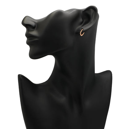 Exclusive 18K Rose Gold Black Diamond Huggie Earrings — Back View