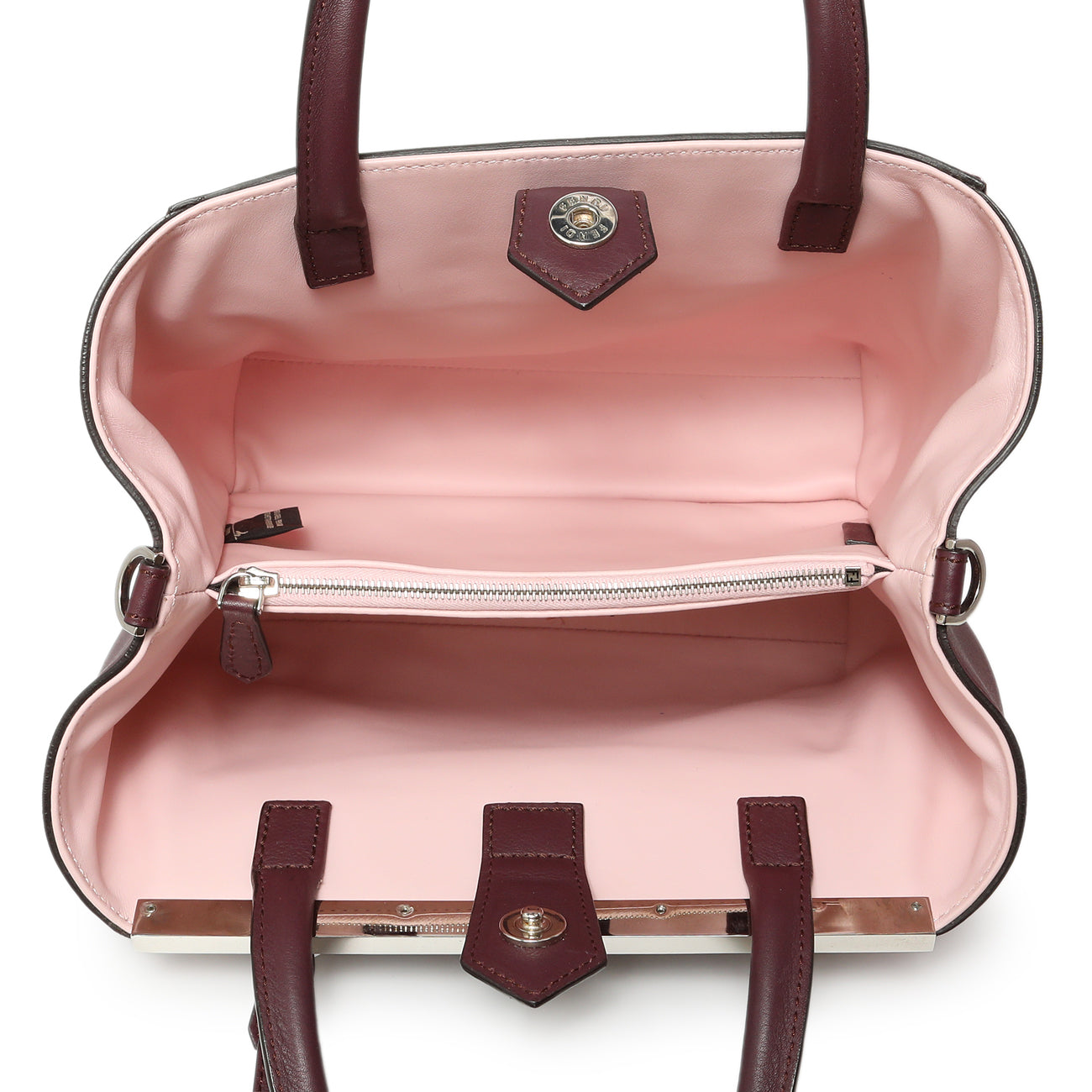 Exclusive Fendi Dark Red Rosa Doll Vitello Dolce Ribbon Lace Up Petite 2Jours Tote — Alternate View 8