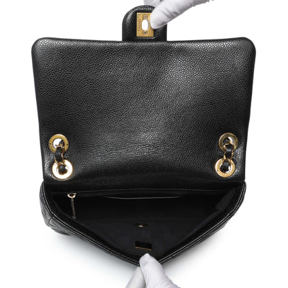 Exclusive Chanel Black Quilted Caviar Small Flap — Top View