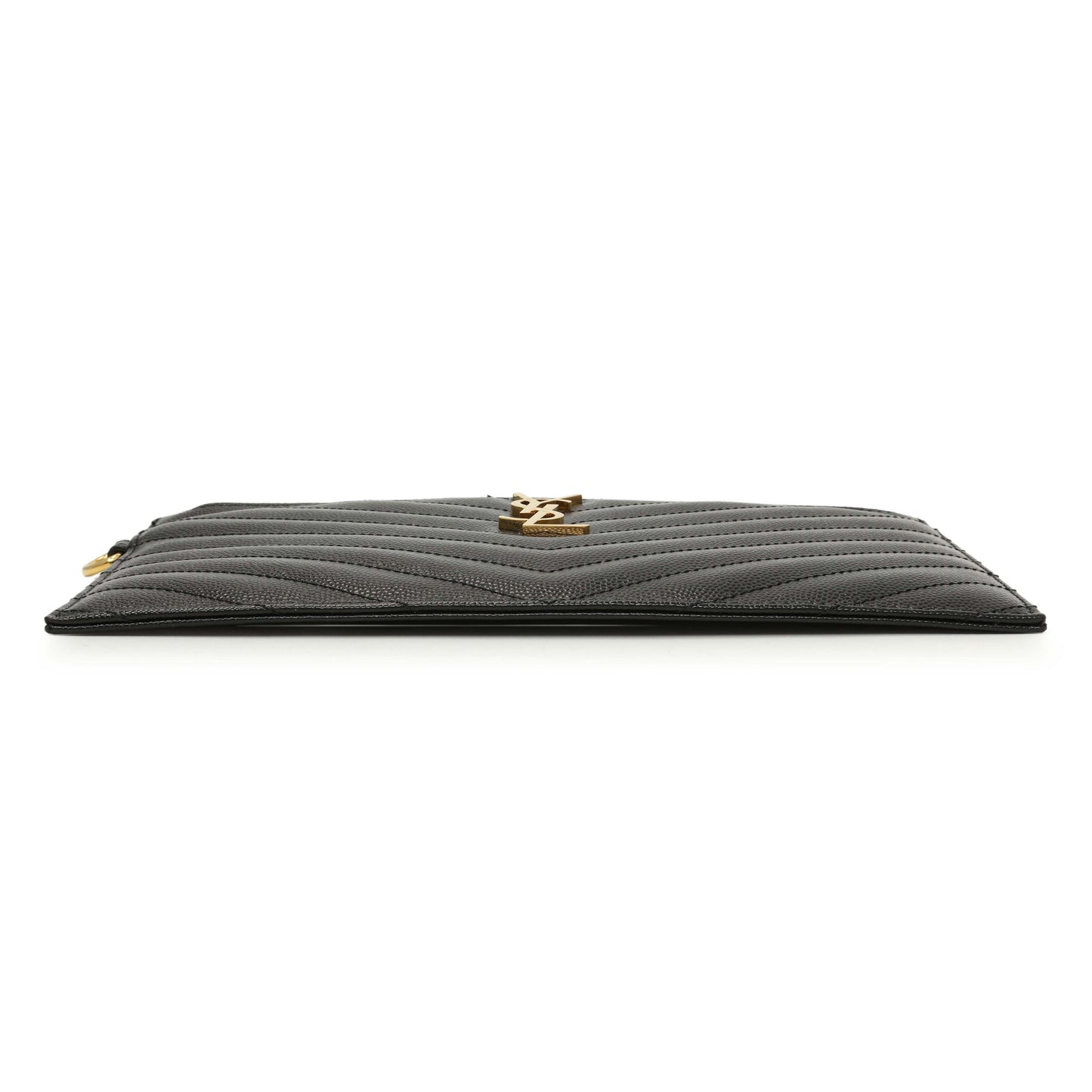 Exclusive Saint Laurent Grain De Poudre Matelasse Chevron Monogram Large Bill Pouch — Back View