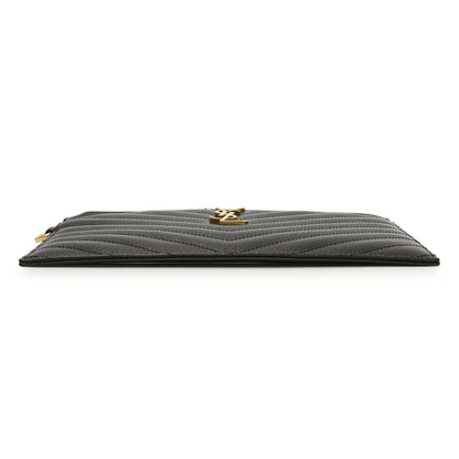 Exclusive Saint Laurent Grain De Poudre Matelasse Chevron Monogram Large Bill Pouch — Back View