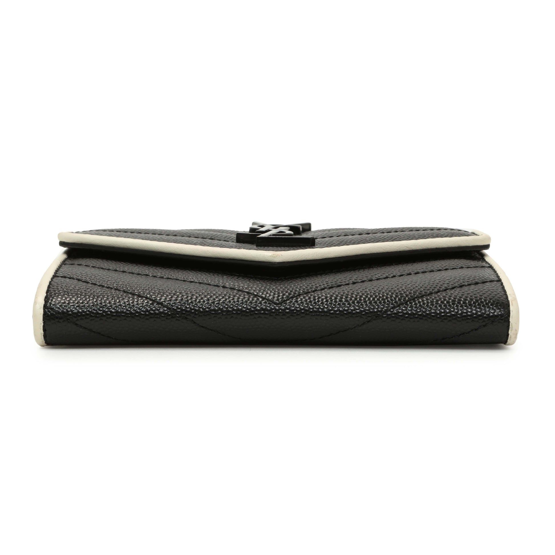 Exclusive Saint Laurent Black Grain De Poudre Matelasse Chevron Monogram Envelope Wallet — Back View