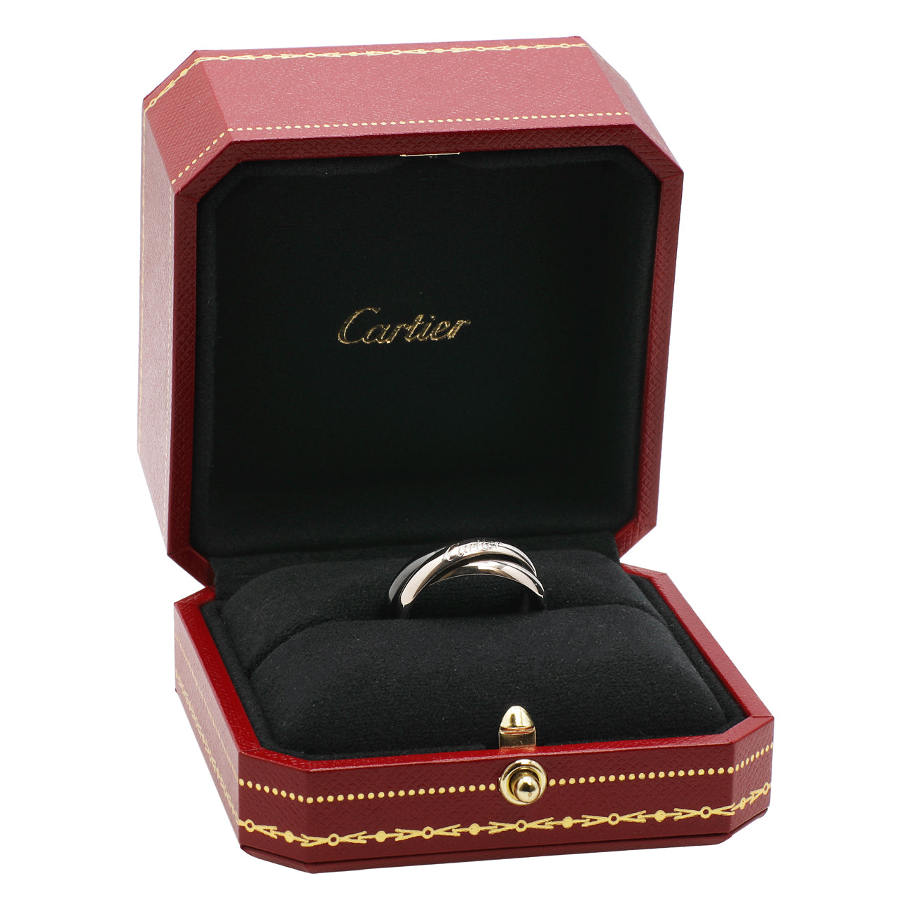 Exclusive Cartier 18K White Gold Ceramic Trinity Ring — Top View