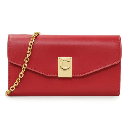 Exclusive Celine Red Calfskin C Wallet on Chain — Front View