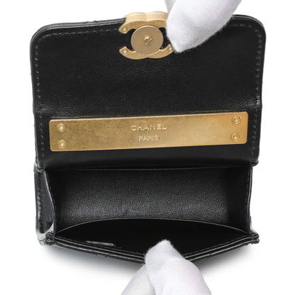 Exclusive Chanel Black Lambskin Enamel Quilted Mini Top Handle Flap — Detail View