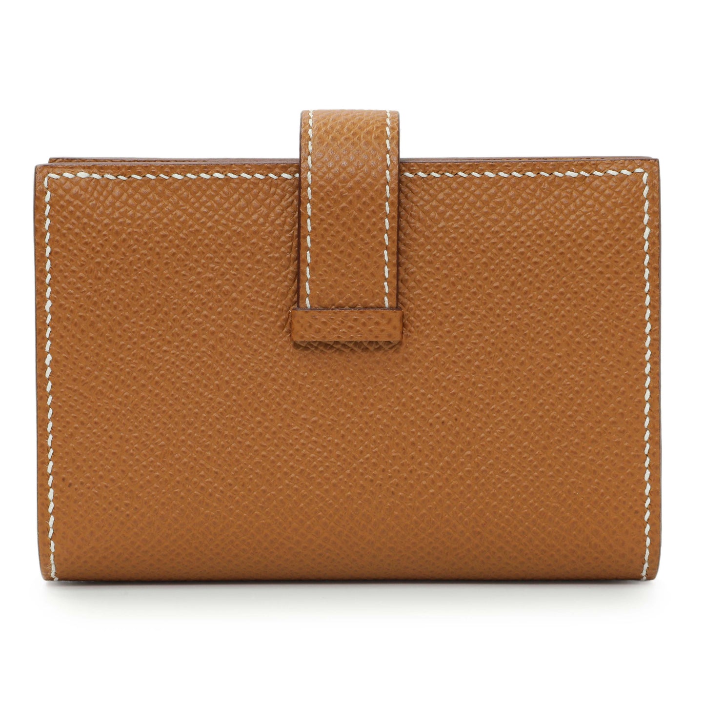 Exclusive Hermes Gold Epsom Bearn Card Holder Wallet — Side View