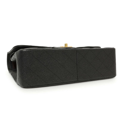 Exclusive Chanel Black Quilted Caviar Jumbo Classic Double Flap — Back View