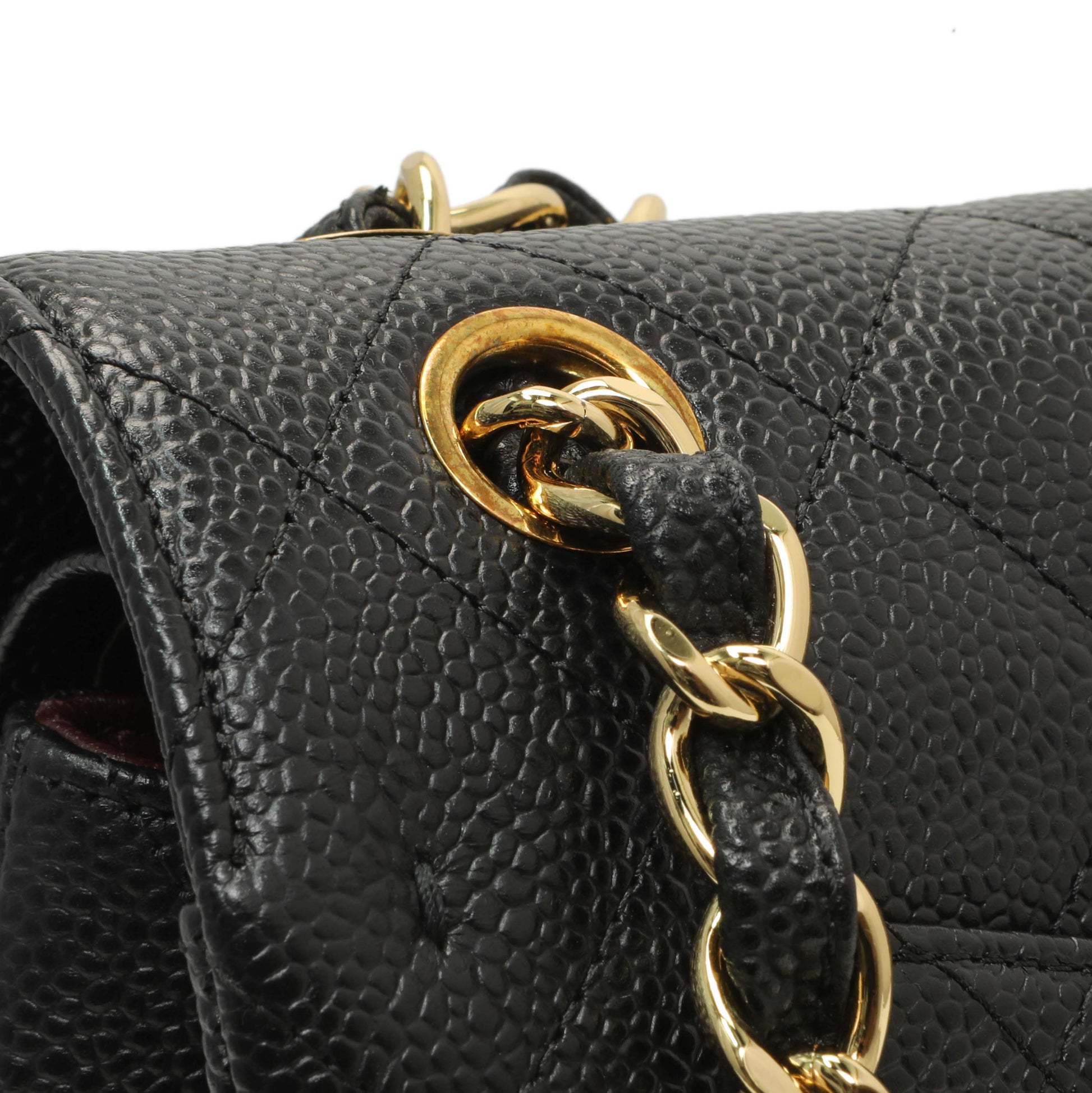 Exclusive Chanel Black Quilted Caviar Jumbo Classic Double Flap — Top View