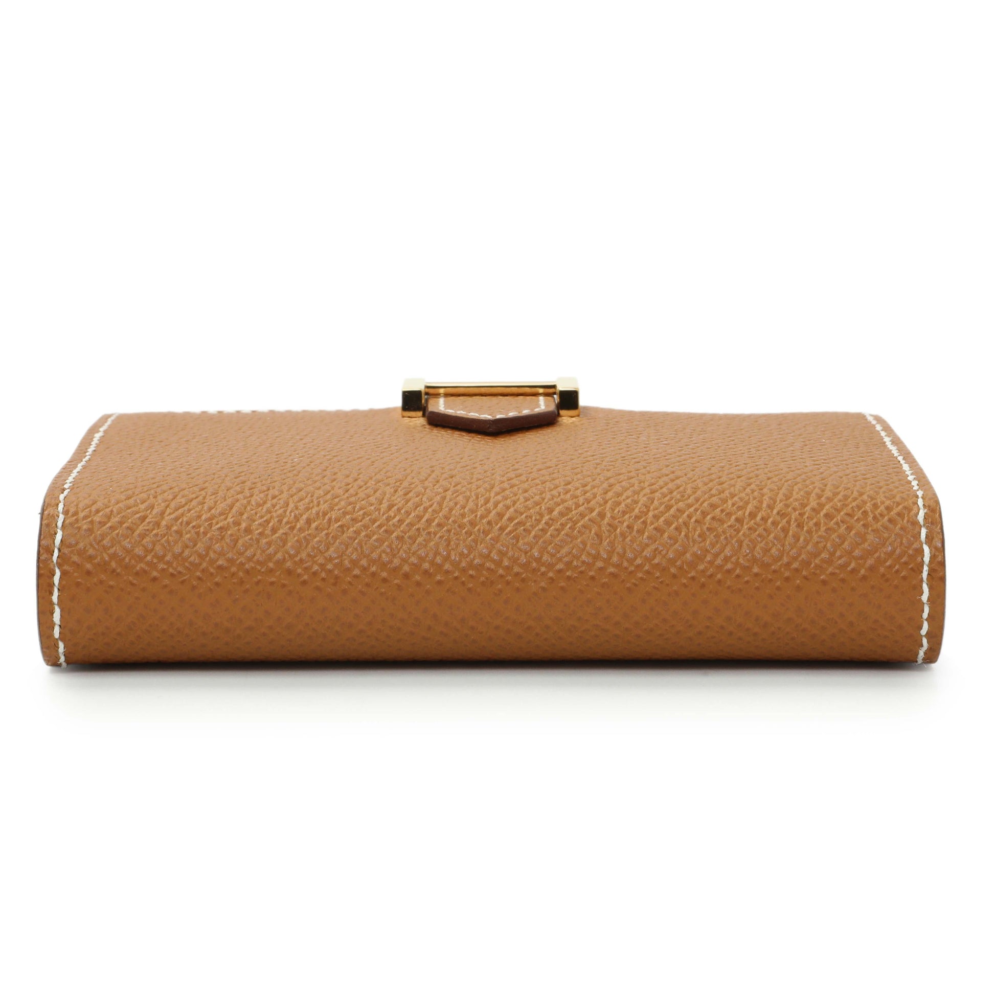 Exclusive Hermes Gold Epsom Bearn Card Holder Wallet — Back View