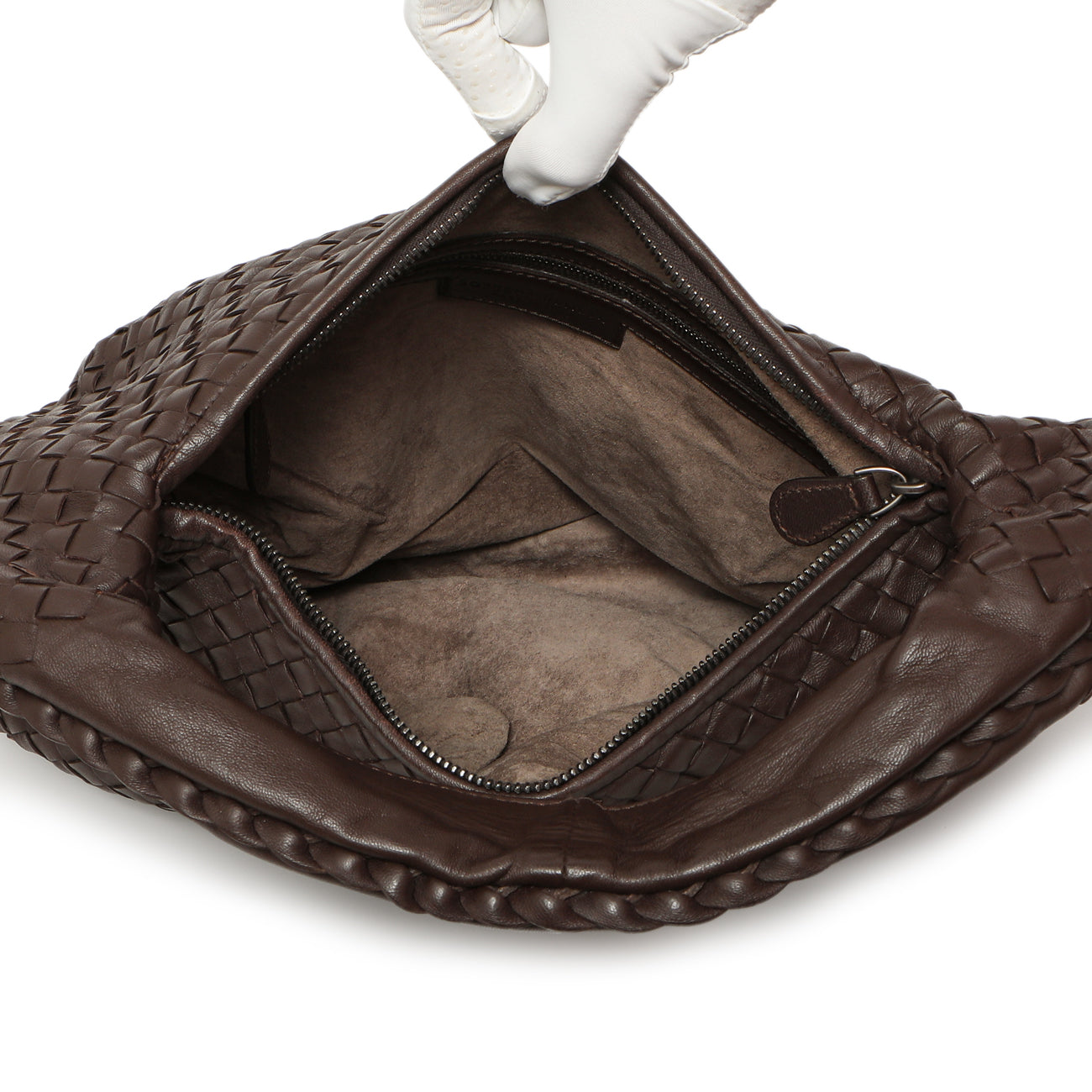 Exclusive Bottega Veneta Brown Nappa Intrecciato Medium Belly Hobo — Top View