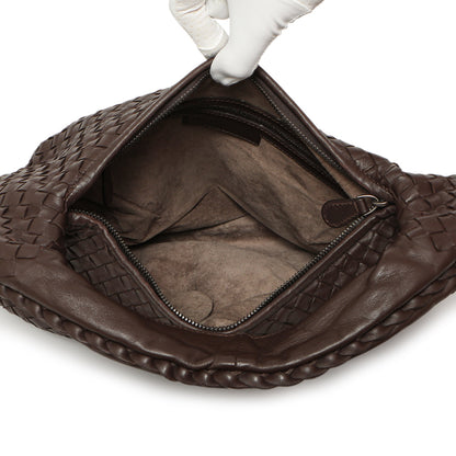Exclusive Bottega Veneta Brown Nappa Intrecciato Medium Belly Hobo — Top View
