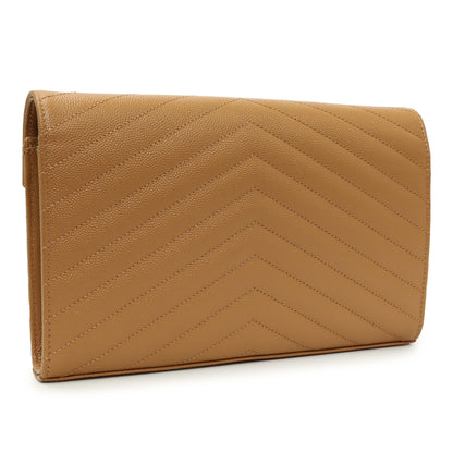 Exclusive Saint Laurent Dune Grain De Poudre Matelasse Chevron Monogram Chain Wallet — Side View