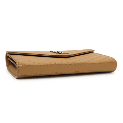 Exclusive Saint Laurent Dune Grain De Poudre Matelasse Chevron Monogram Chain Wallet — Back View