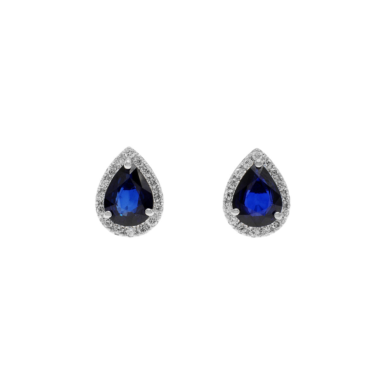 Exclusive 18K White Gold 3.08 Carat Sapphire Diamond Earrings — Front View