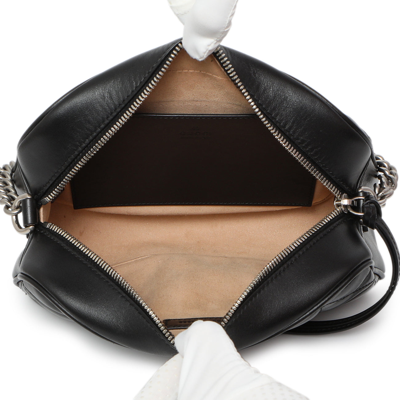 Exclusive Gucci Black Aria Matelasse Calfskin Small Marmont Shoulder Bag — Top View