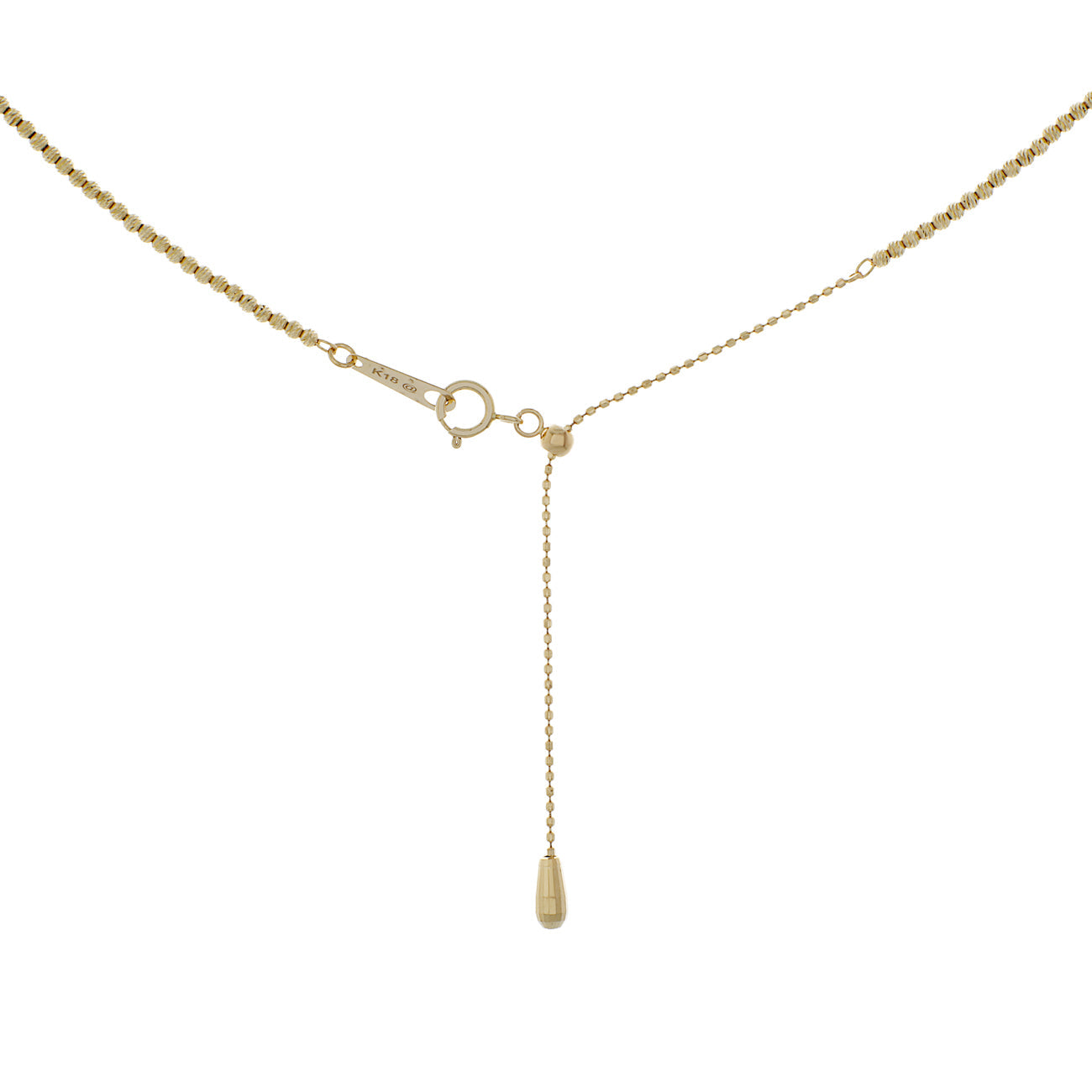 Exclusive 18K Yellow Gold Adjustable Diamond Cut Bead Chain — Side View