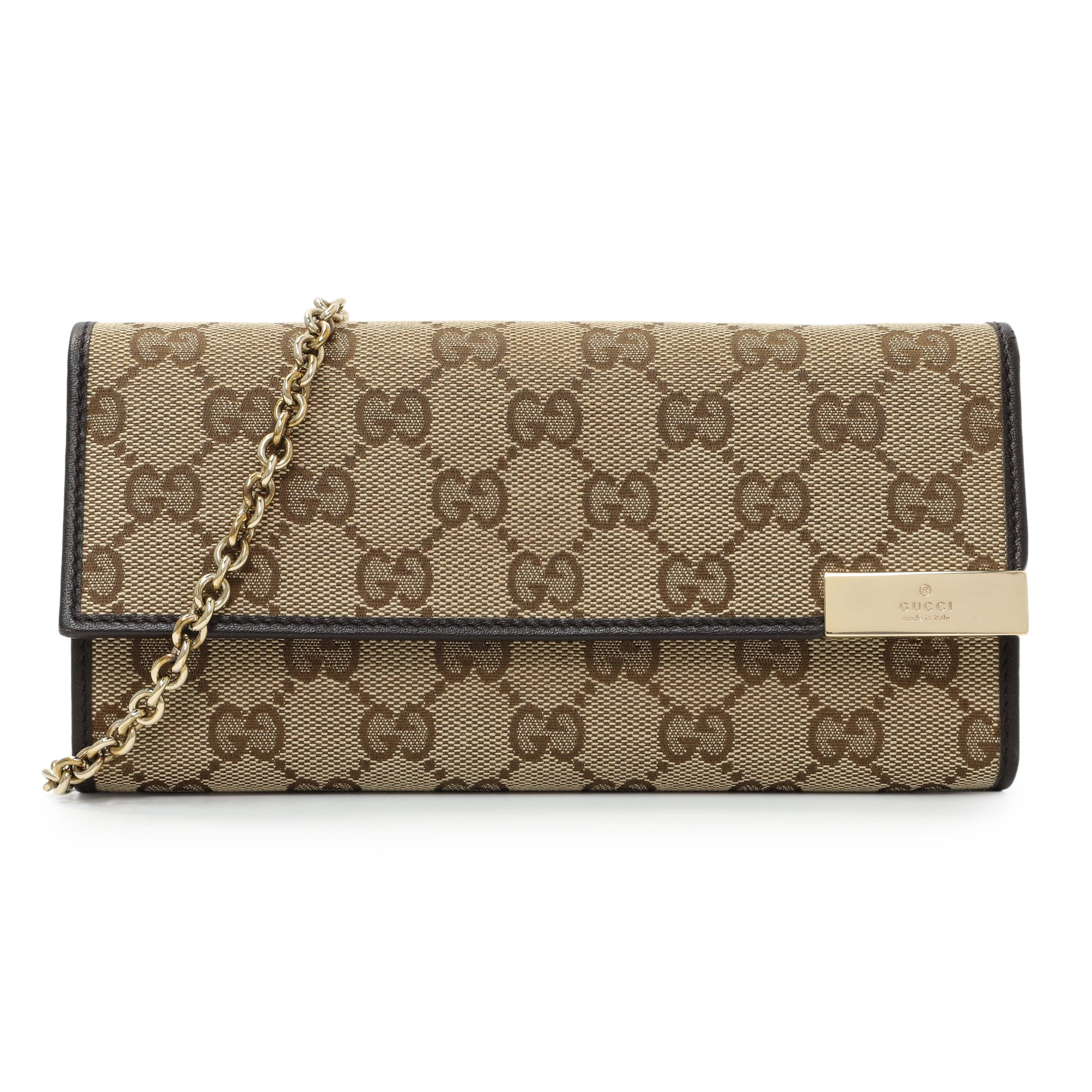 Exclusive Gucci Monogram Canvas Chain Wallet — Front View