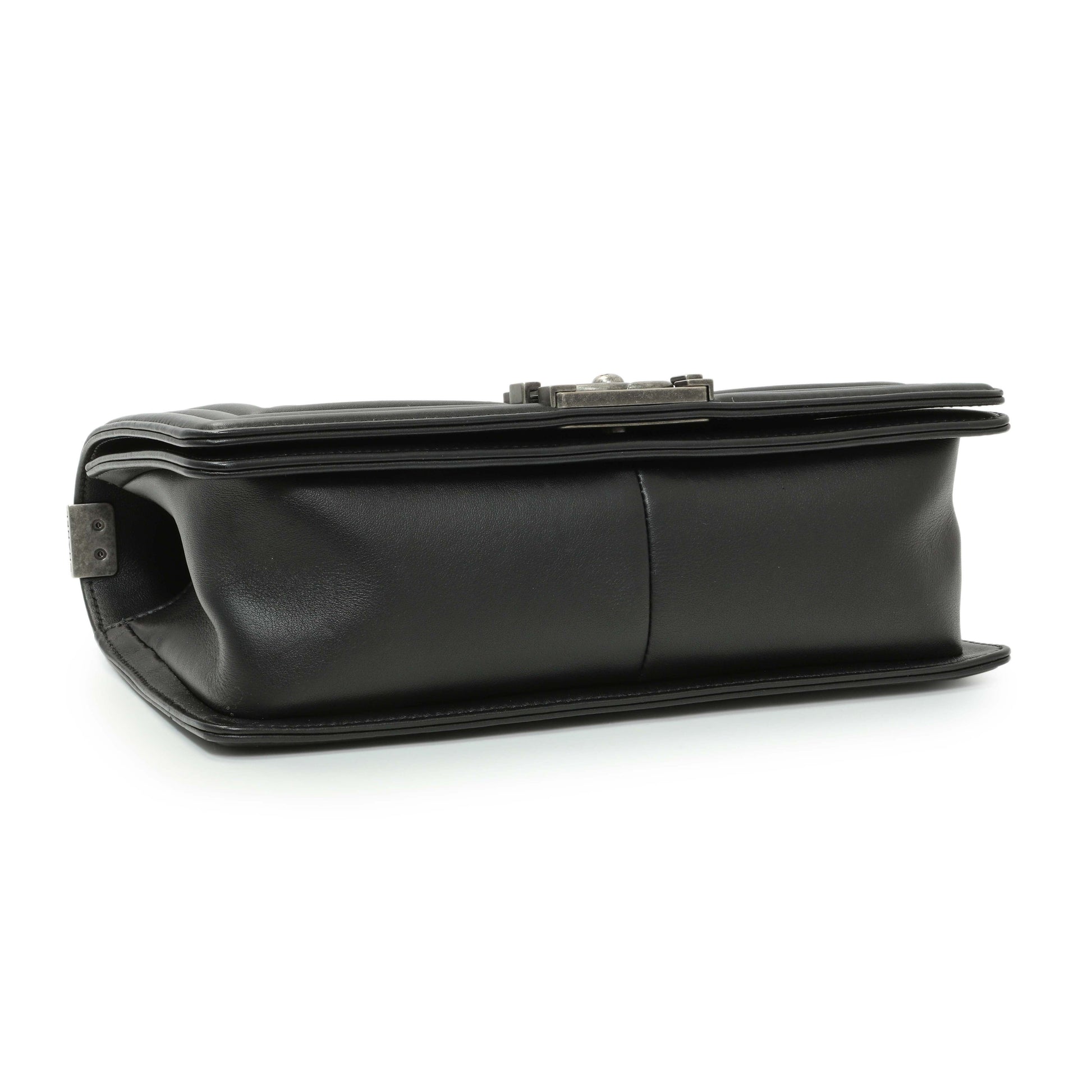 Exclusive Chanel Black Quilted Lambskin Medium Boy Flap — Top View