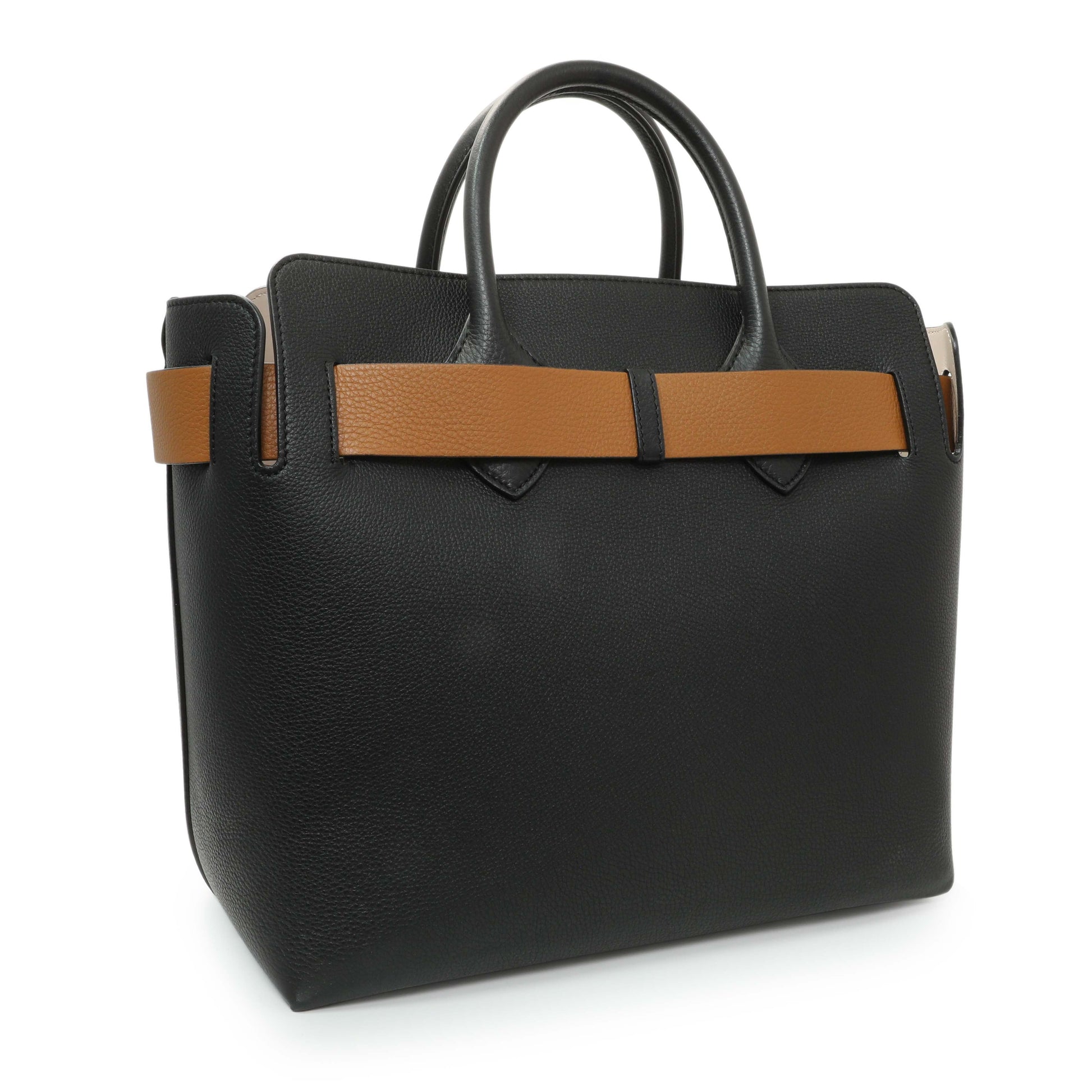 Exclusive Burberry Black Calfskin Triple Stud Large Belt Tote — Side View