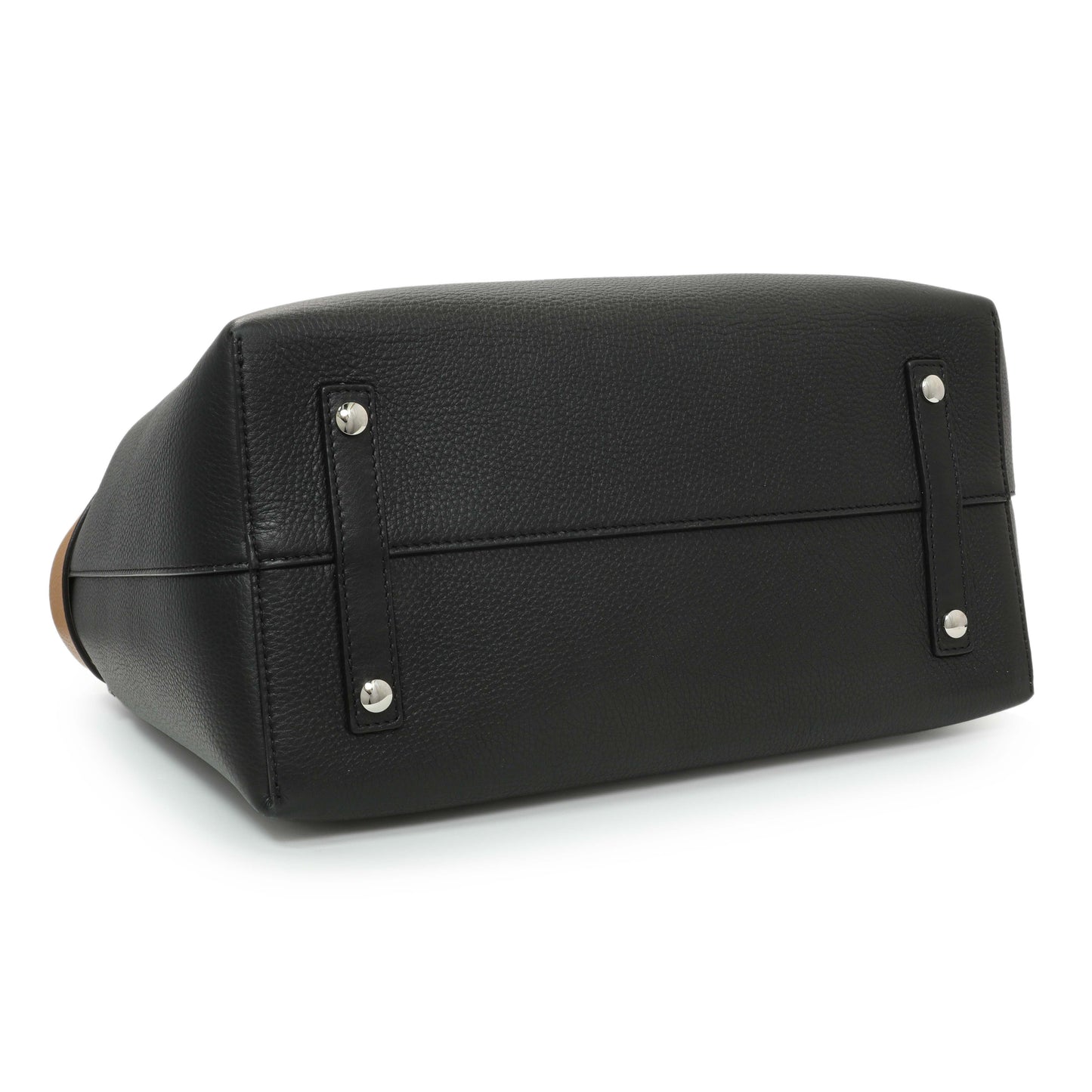 Exclusive Burberry Black Calfskin Triple Stud Large Belt Tote — Back View