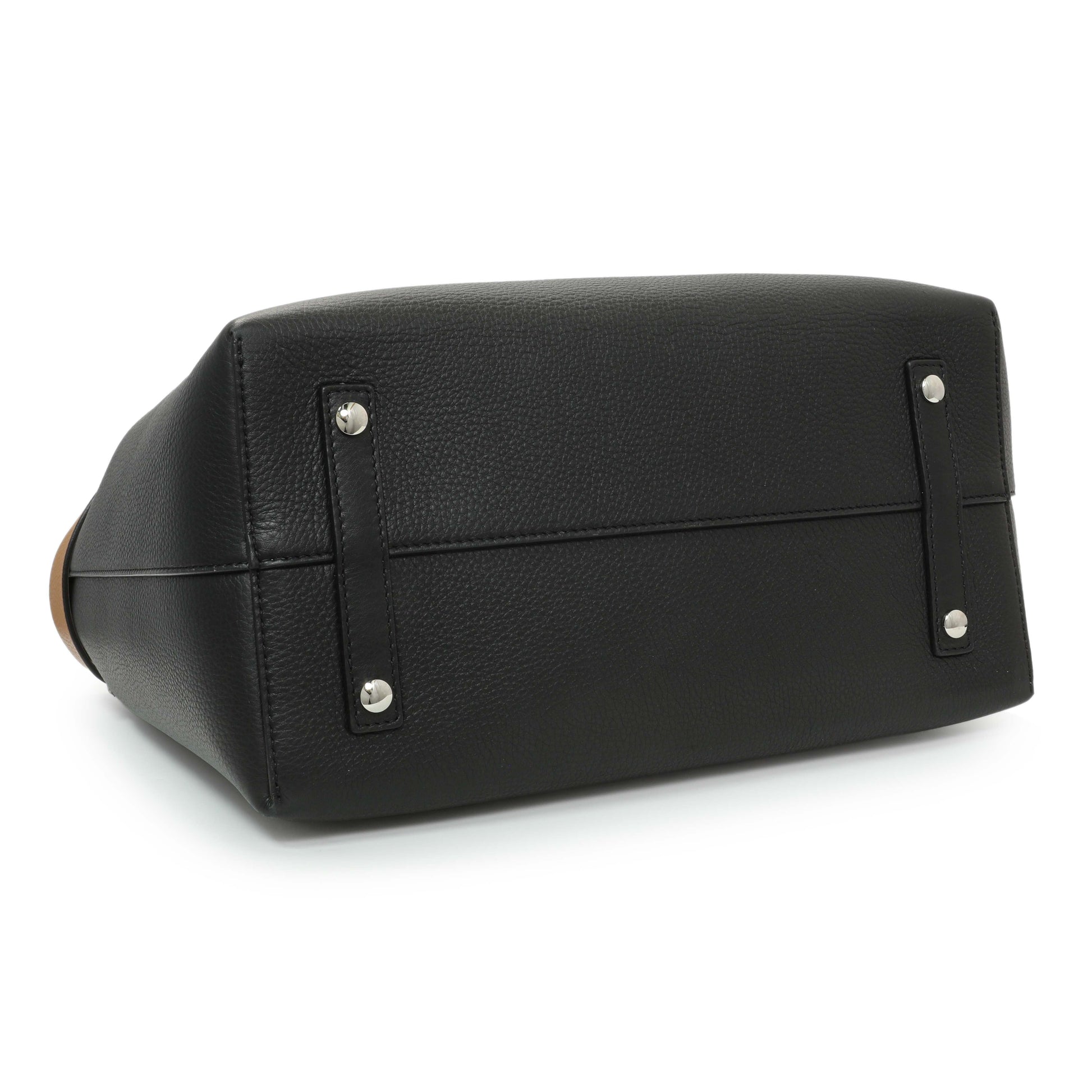 Exclusive Burberry Black Calfskin Triple Stud Large Belt Tote — Back View