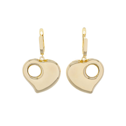 Exclusive 18K Yellow Gold Puffy Heart Earrings — Front View