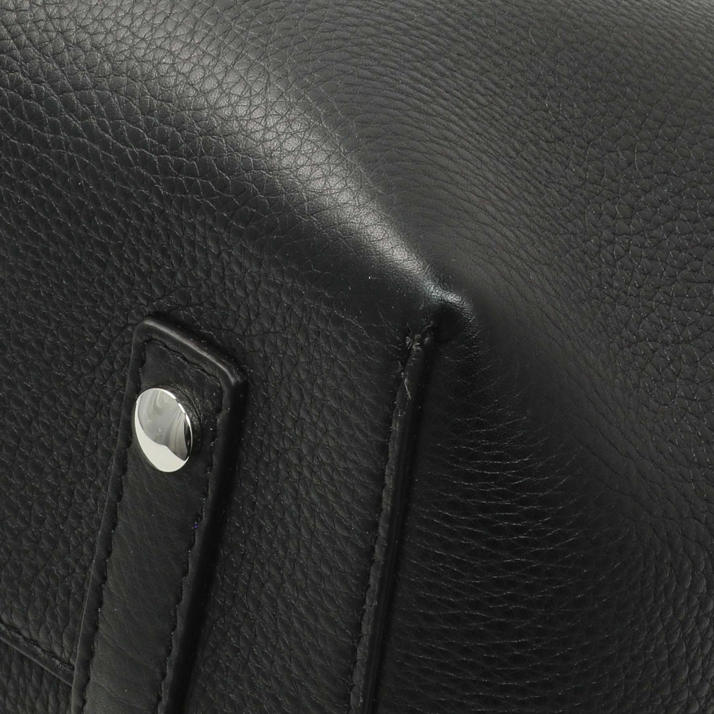 Exclusive Burberry Black Calfskin Triple Stud Large Belt Tote — Detail View