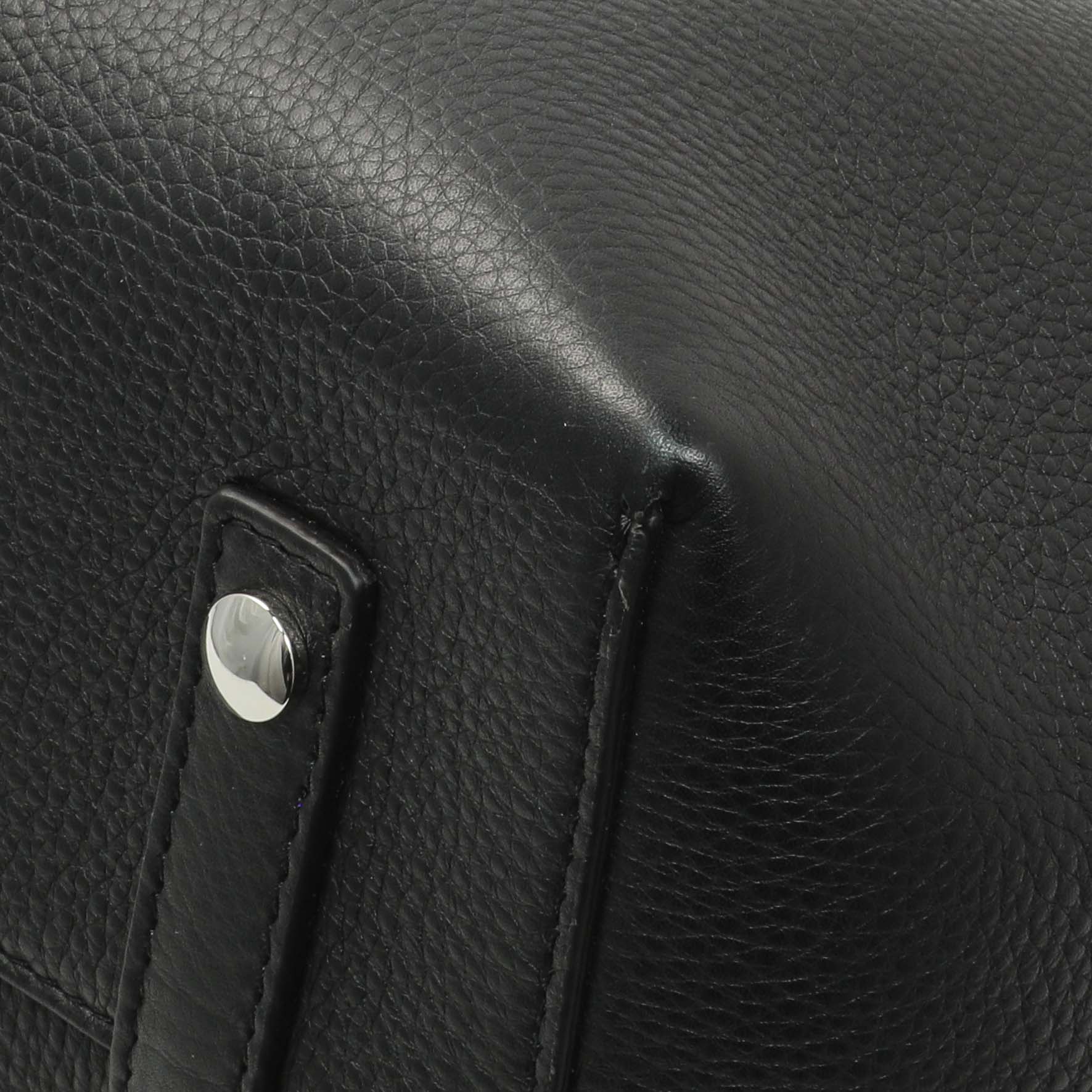 Exclusive Burberry Black Calfskin Triple Stud Large Belt Tote — Detail View