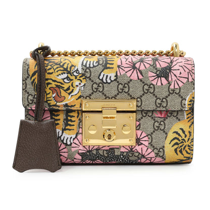 Exclusive Gucci GG Supreme Monogram Bengal Calfskin Small Padlock Shoulder Bag — Front View