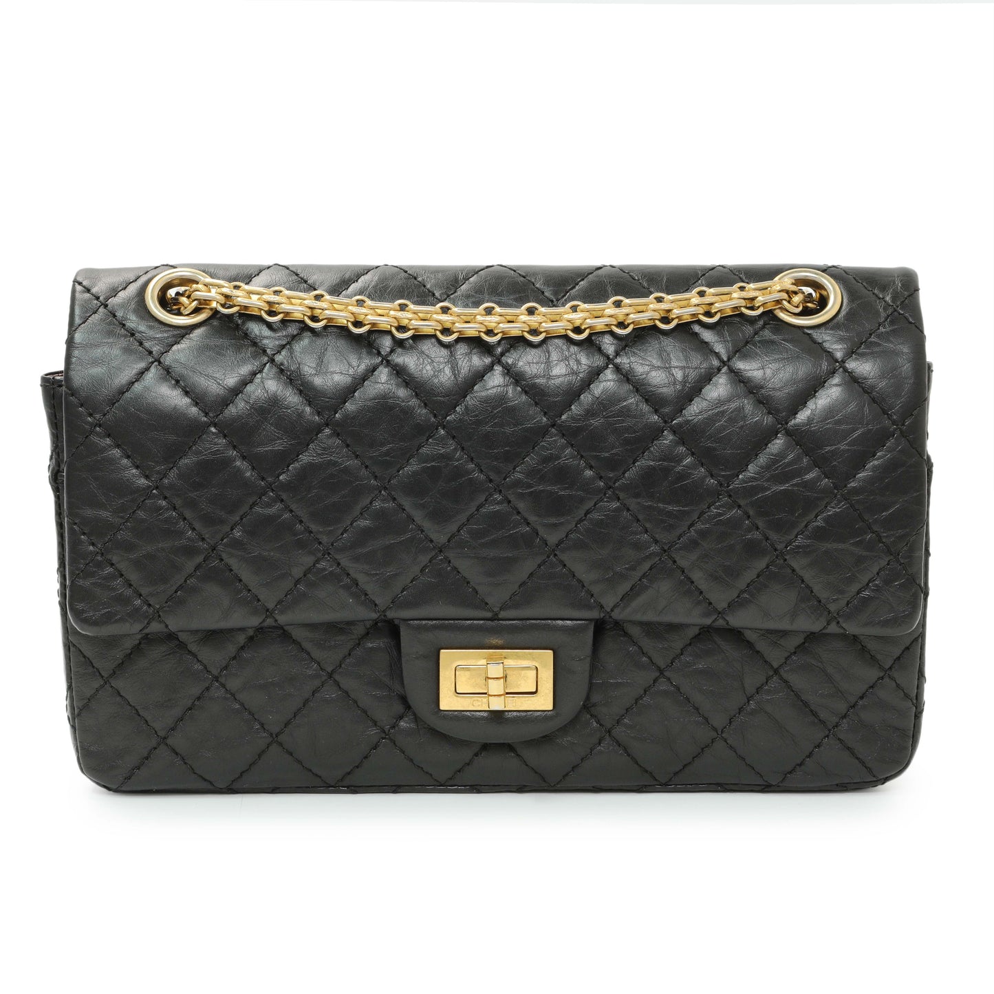 Exclusive Chanel Black Quilted Aged Calfskin 2.55 Reissue 225 Flap — Front View
