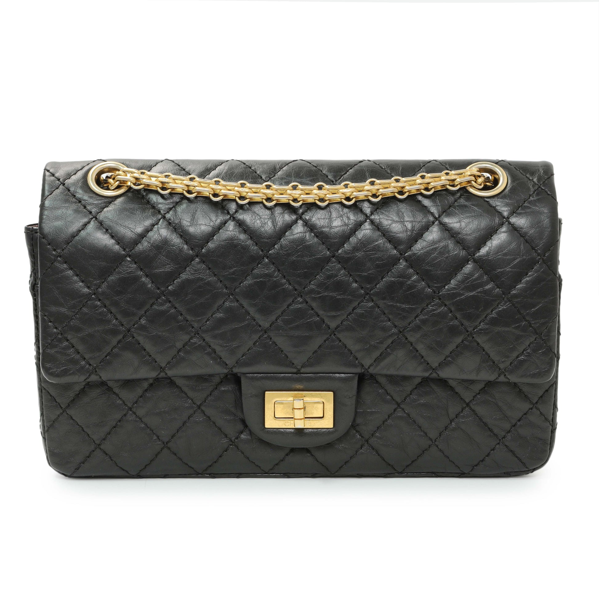 Exclusive Chanel Black Quilted Aged Calfskin 2.55 Reissue 225 Flap — Front View