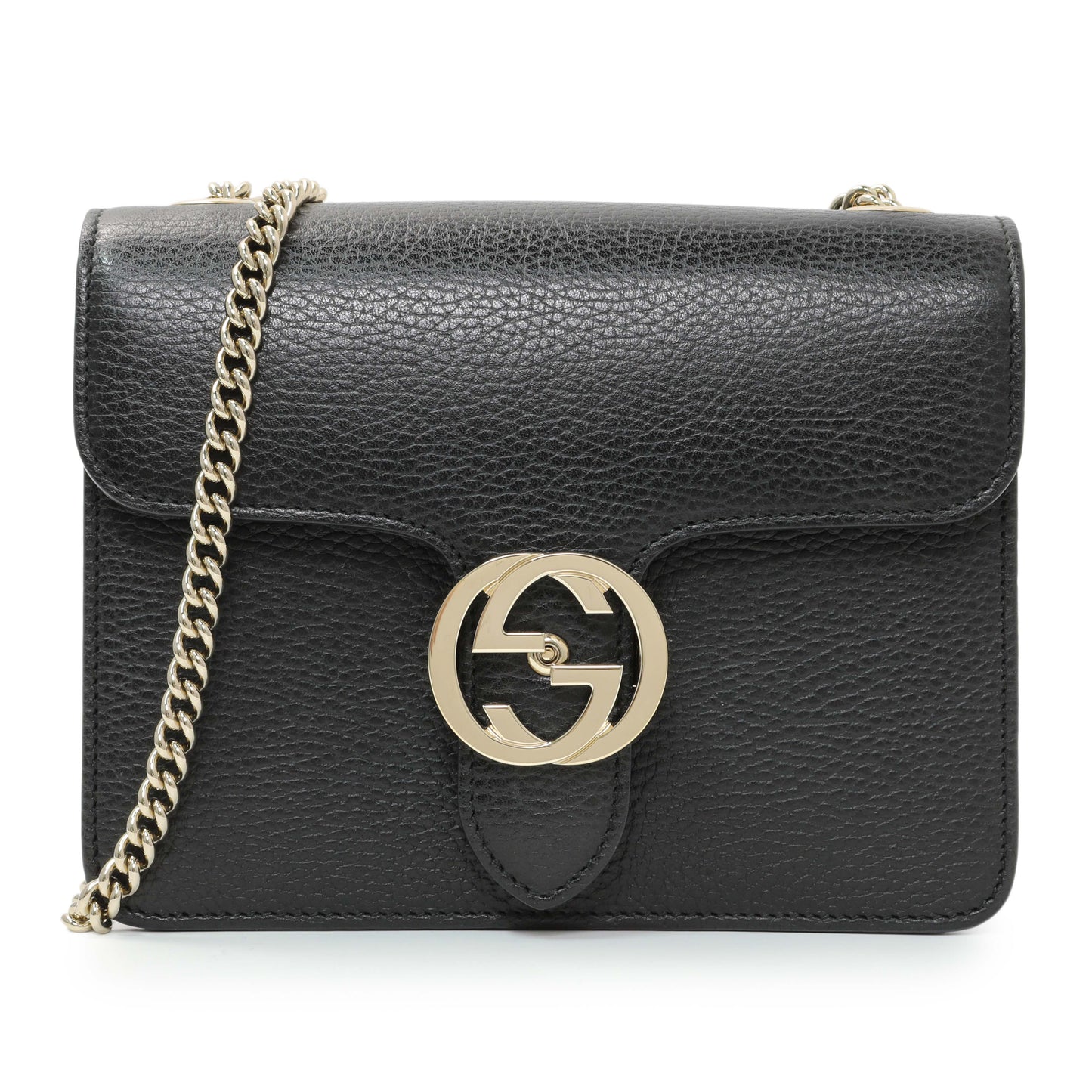Exclusive Gucci Black Dollar Calfskin Small Interlocking G Shoulder Bag — Front View