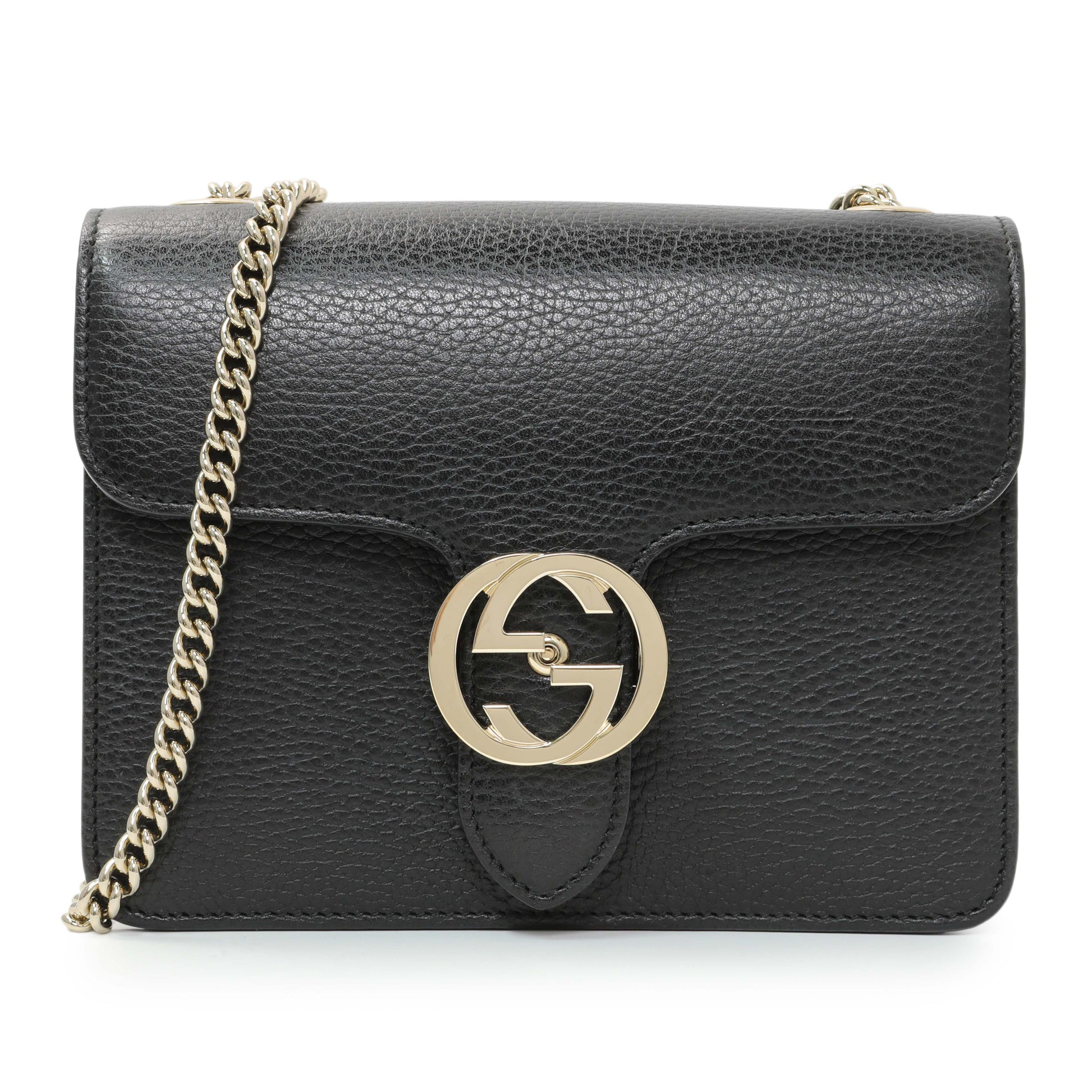 Exclusive Gucci Black Dollar Calfskin Small Interlocking G Shoulder Bag — Front View