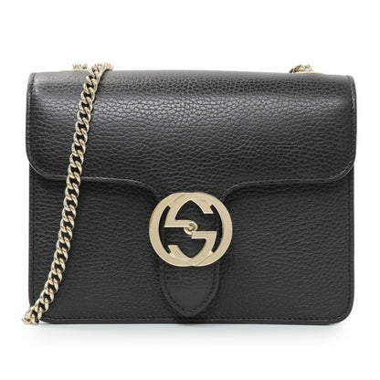 Exclusive Gucci Black Dollar Calfskin Small Interlocking G Shoulder Bag — Front View